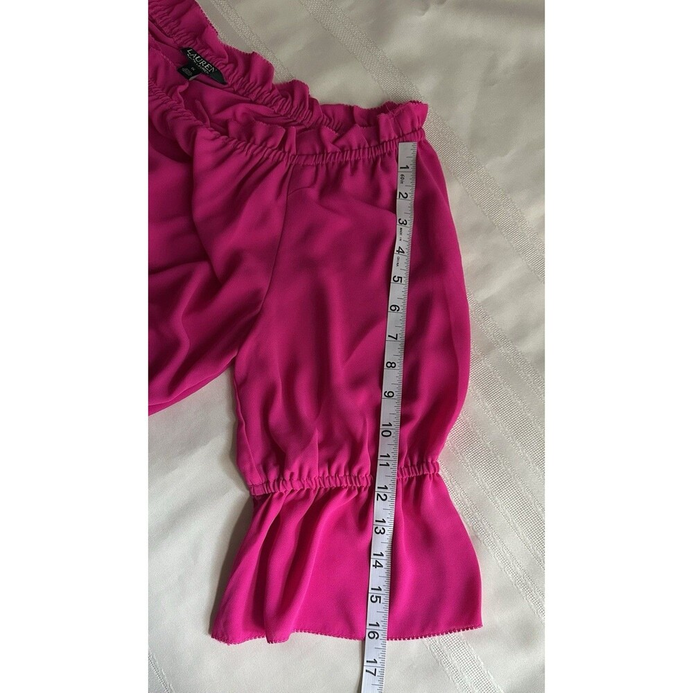 Lauren Ralph Lauren Women's Flowy Fuchsia Blouse - Size 1X Black Label Peplum - Picture 12 of 15